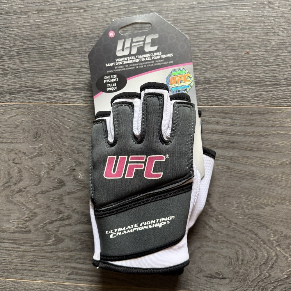 UFC Women's Gel Open Training Gloves One Size Neoprene Gray White Pink